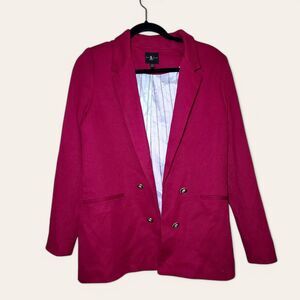 Jules & Leopold Womens Small Blazer Jacket Lined Magenta Gold Buttons Open Front